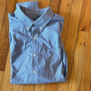 johnnie-O Blue and White Plaid Men's Shirt